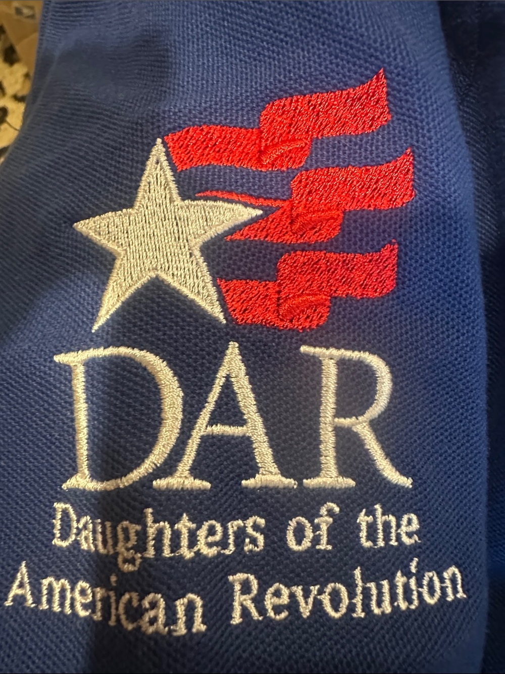 Port Authority Blue Long Sleeve Polo with DAR Embroidery - Picture 9 of 9
